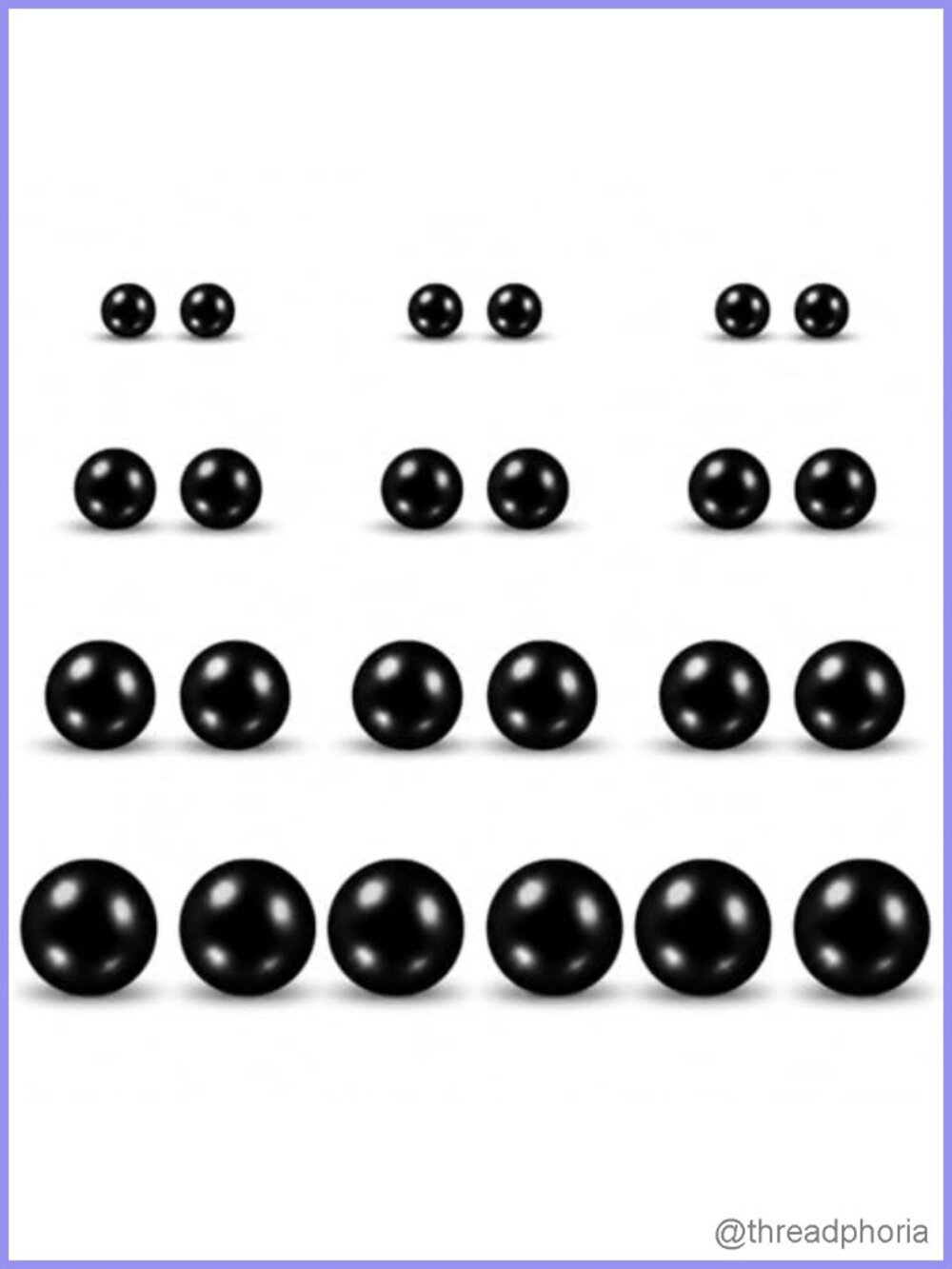 12 Pairs Simulated Pearl Stud Earrings Set Stainless Steel 4mm-10mm